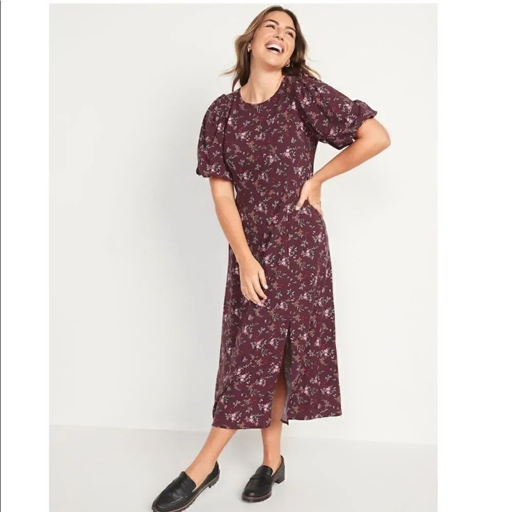 Old Navy Puff Sleeve Floral Maxi Shift Dress Size 2X